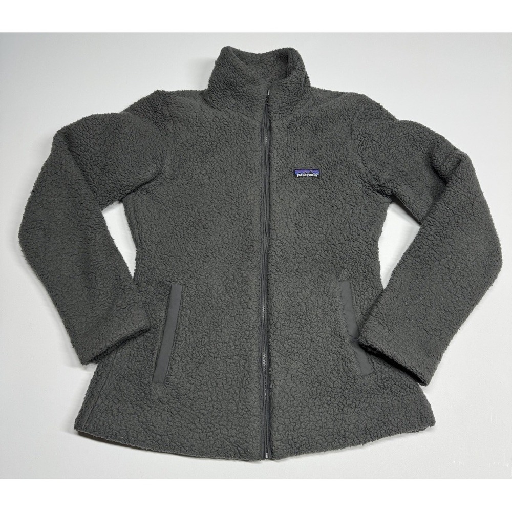 Patagonia Women's Fleece Sherpa Full Zip Color Gray Size Small Pockets Lined